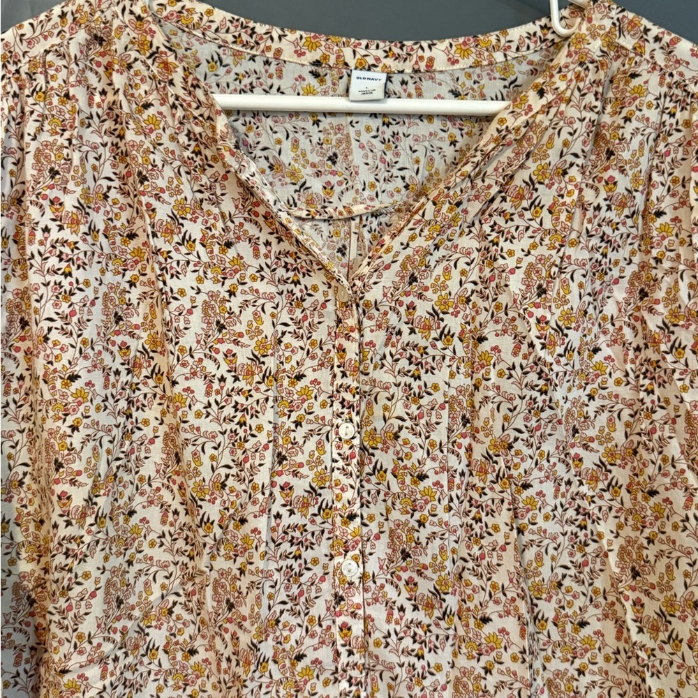 Old Navy Floral Print Top - Yellow and Pink